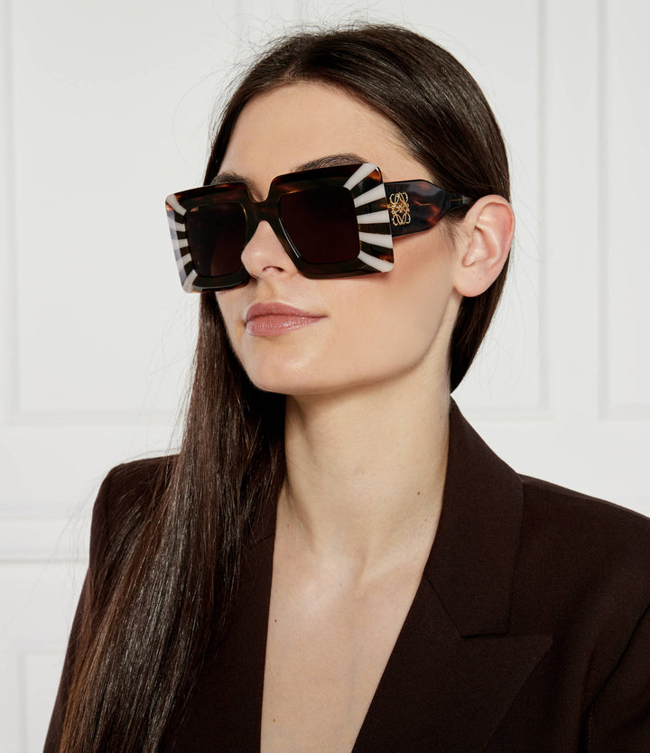 Loewe LW40090I Square Sunglasses in Havana Brown