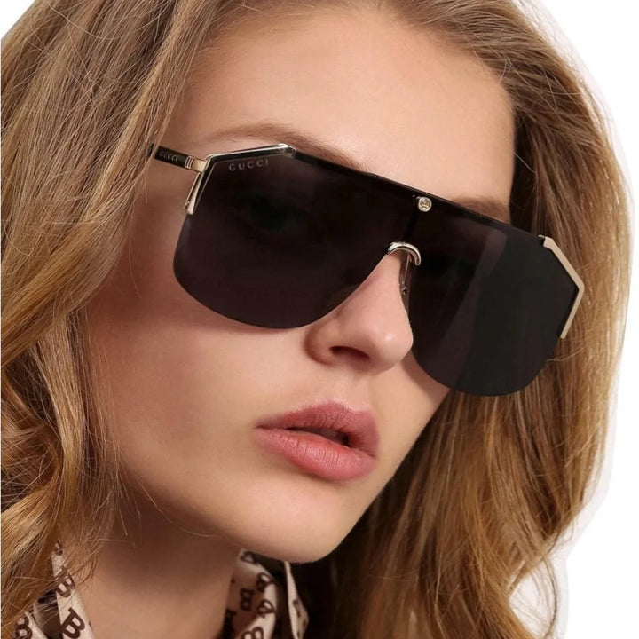 Gucci GG0291S Oversized Rimless Mirrored Sunglasses in Gold