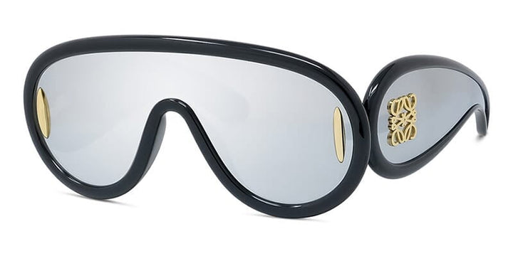 Loewe LW40108I Wave Mask Sunglasses in Black Silver Mirror