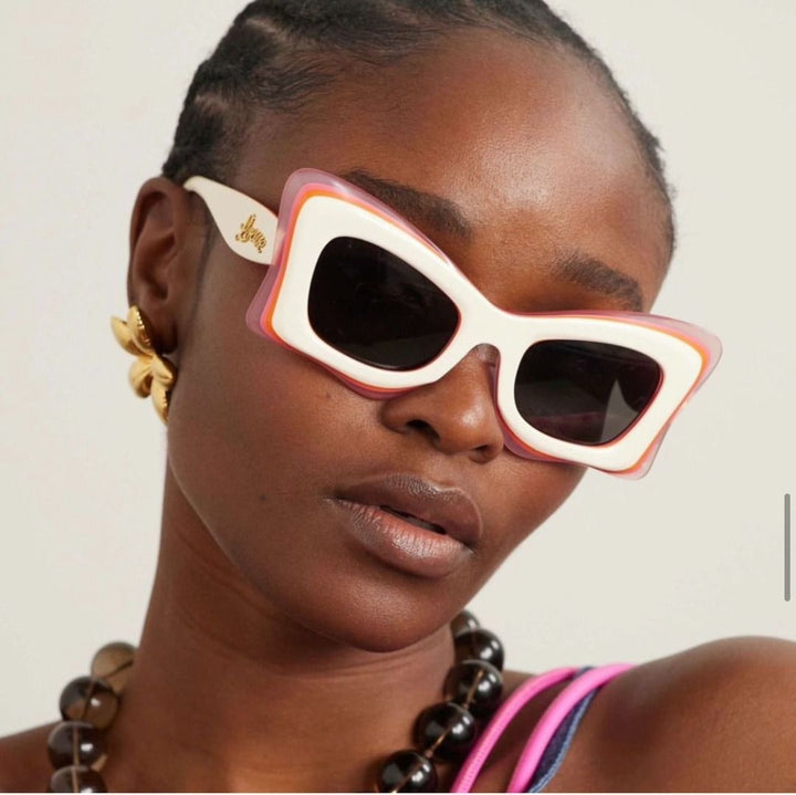 Loewe LW40140U Layered Cat Eye Sunglasses in Beige Red