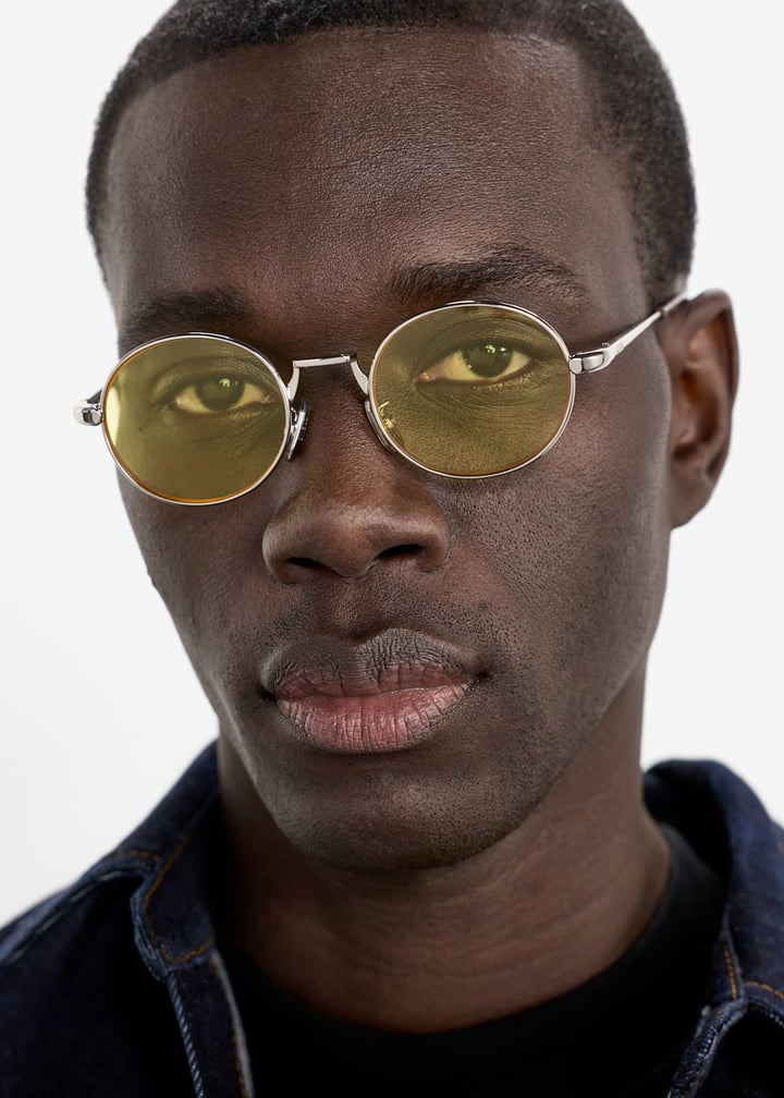 Loewe LW40151U Metal Oval Sunglasses in Silver Yellow