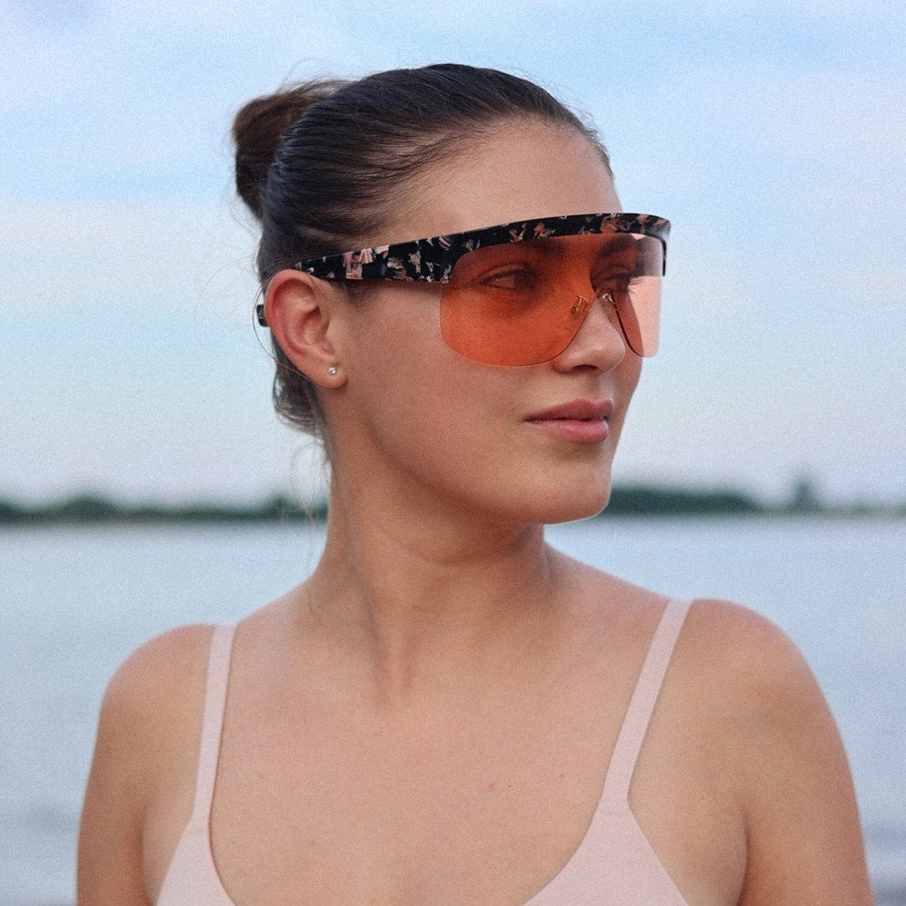 Loewe LW40034U Oversized Mask Sunglasses in Havana