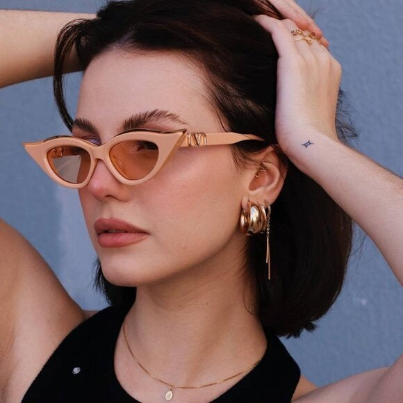 Valentino VLS114-C V-Goldcut II Beige Cat Eye Sunglasses