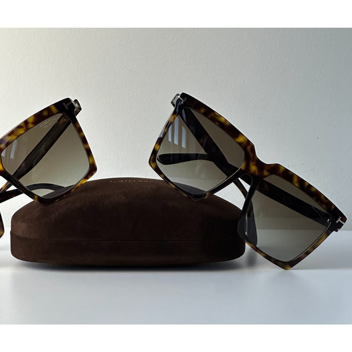 Tom Ford Sabrina FT0764 Brown Polarized Square Sunglasses