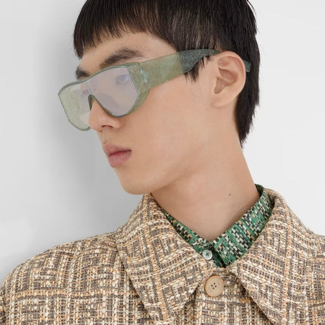 Fendi FE40128I Mask Sunglasses in Monogram Logo Green