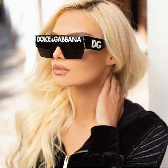 Dolce & Gabbana DG2233 Black Logo Shield Sunglasses