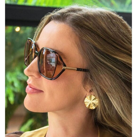 Tom Ford Solange FT1089 Havana Brown Oversized Sunglasses