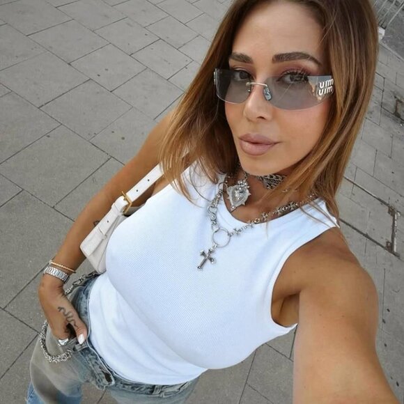 Miu Miu MU A51S Blue Rimless Mask Sunglasses