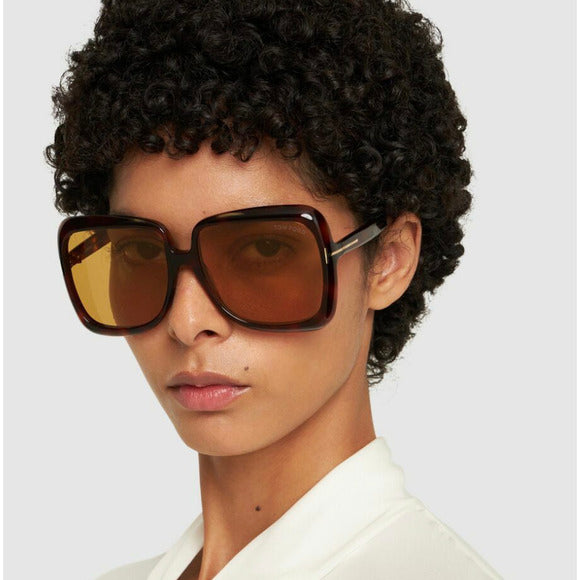 Tom Ford Lorelai FT1156 Oversized Sunglasses in Brown Yellow Tint