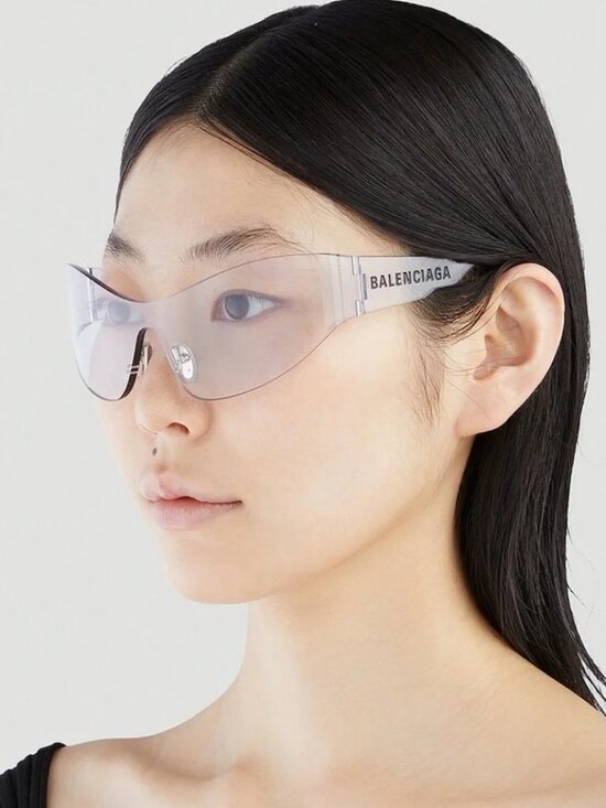 Balenciaga BB0257S Mask Sunglasses in Transparent