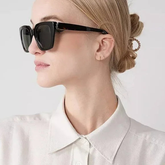 Saint Laurent SLM143 Square Sunglasses in Havana Brown