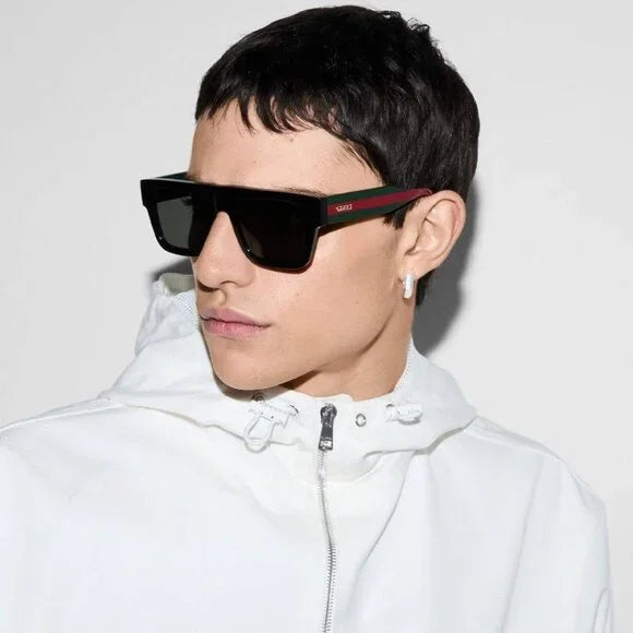 Gucci GG1868S Black Striped Temple Unisex Sunglasses