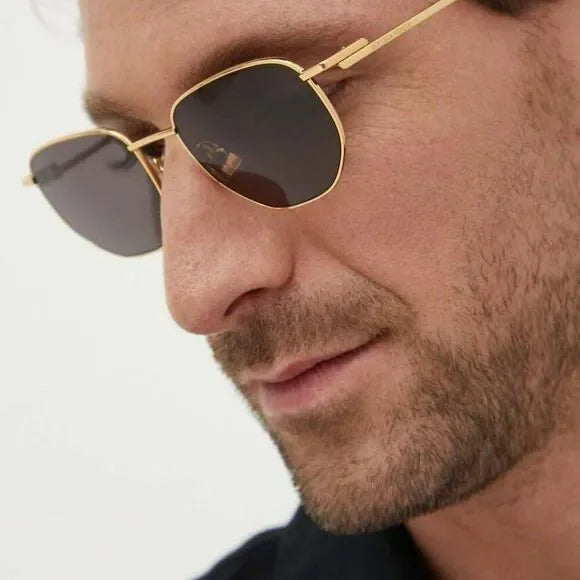 Bottega Veneta BV1301S Metal Round Sunglasses in Gold Brown