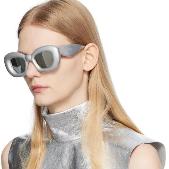 Loewe LW40117I Inflated Sunglasses in Silver Mirror