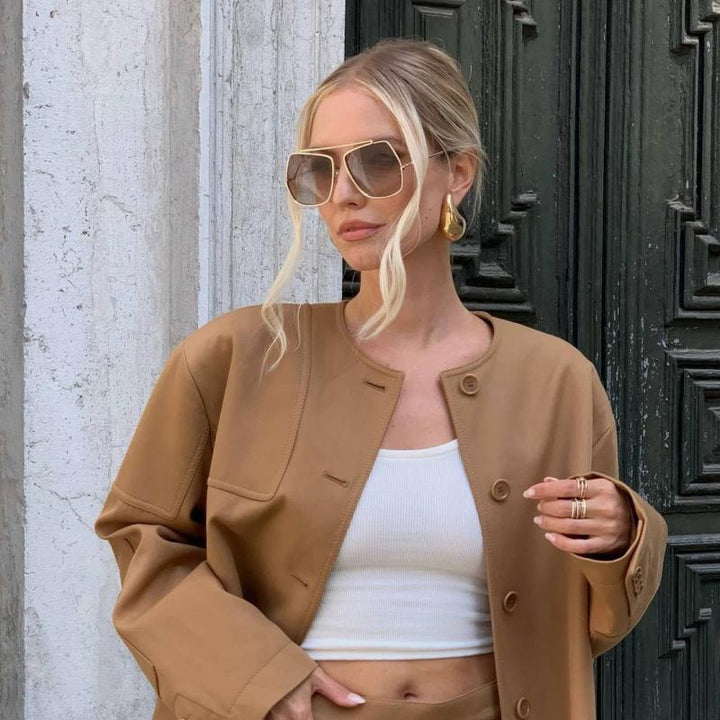 Max Mara MM0006/S Oversized Sunglasses in Gold Green