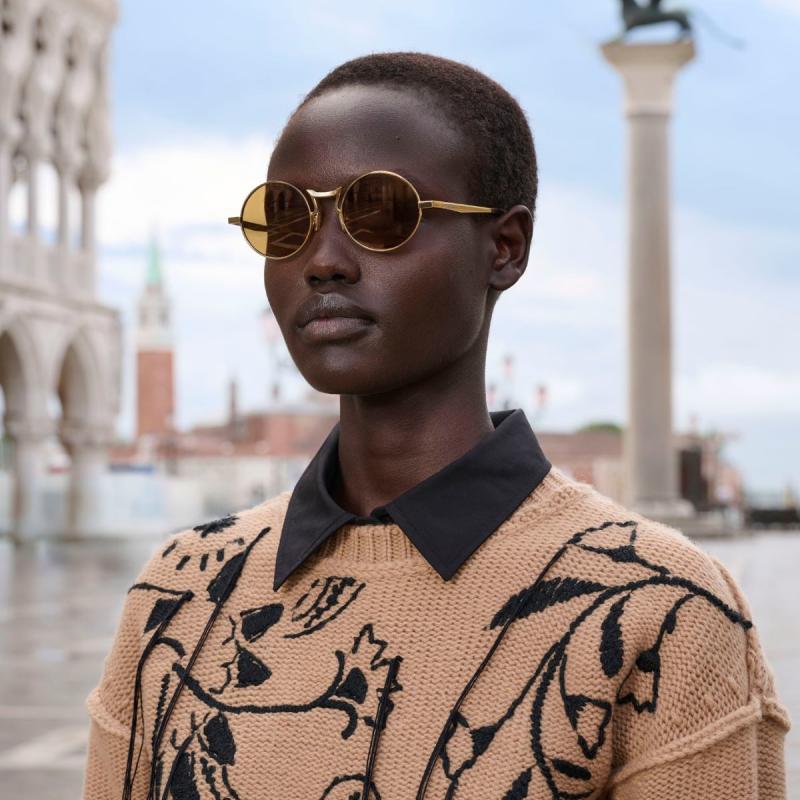 Max Mara MM0127 Round Sunglasses in Gold