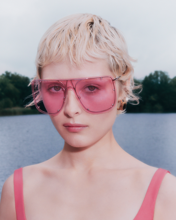 AM0313S Oversized Shield Sunglasses in Pink