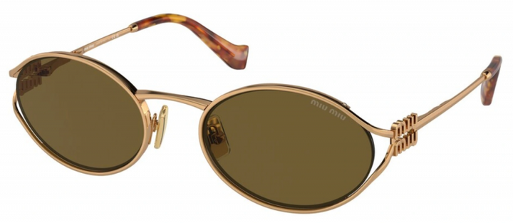 Miu Miu MU52YS Oval Brass Brown Lens Metal Sunglasses
