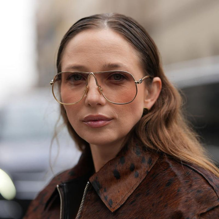 Miu Miu MU A56S Gold Bluelight Aviator Sunglasses
