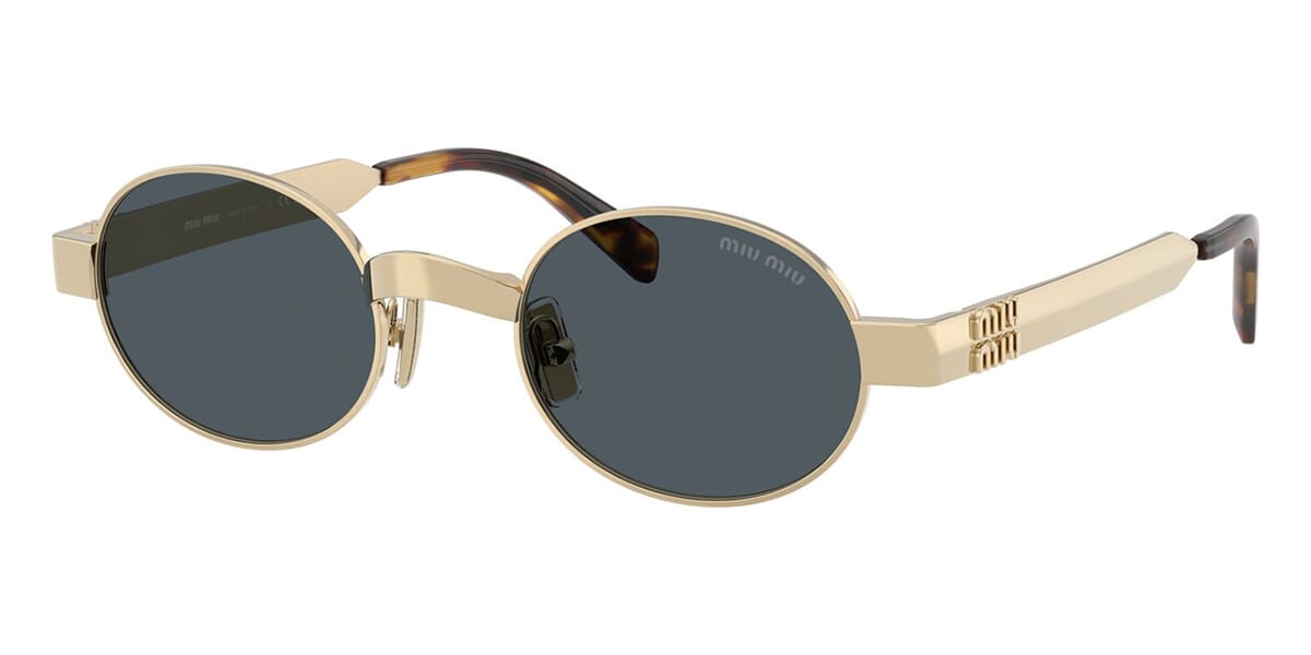 miu miu サングラス ネイビー ゴールド Miu Miu MU B51S Gold Blue Oval Sunglasses | Designer Daydream