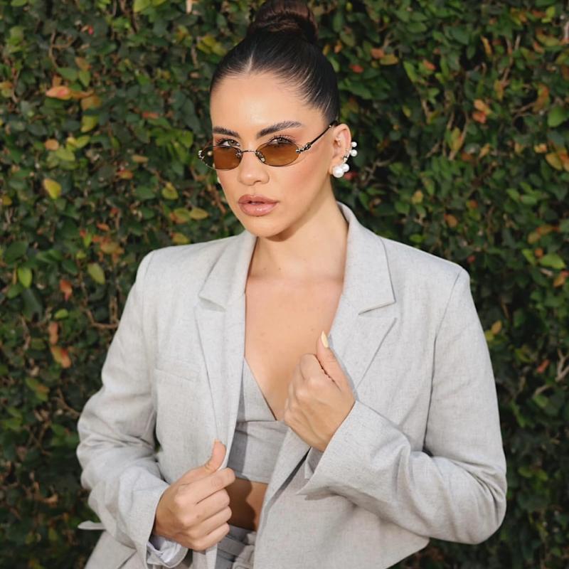 Miu Miu MU A54S Gold Brown Oval Rimless Sunglasses