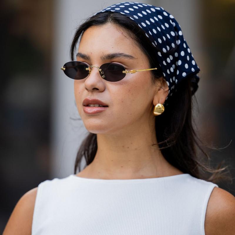 Miu Miu MU A54S Gold Brown Oval Rimless Sunglasses