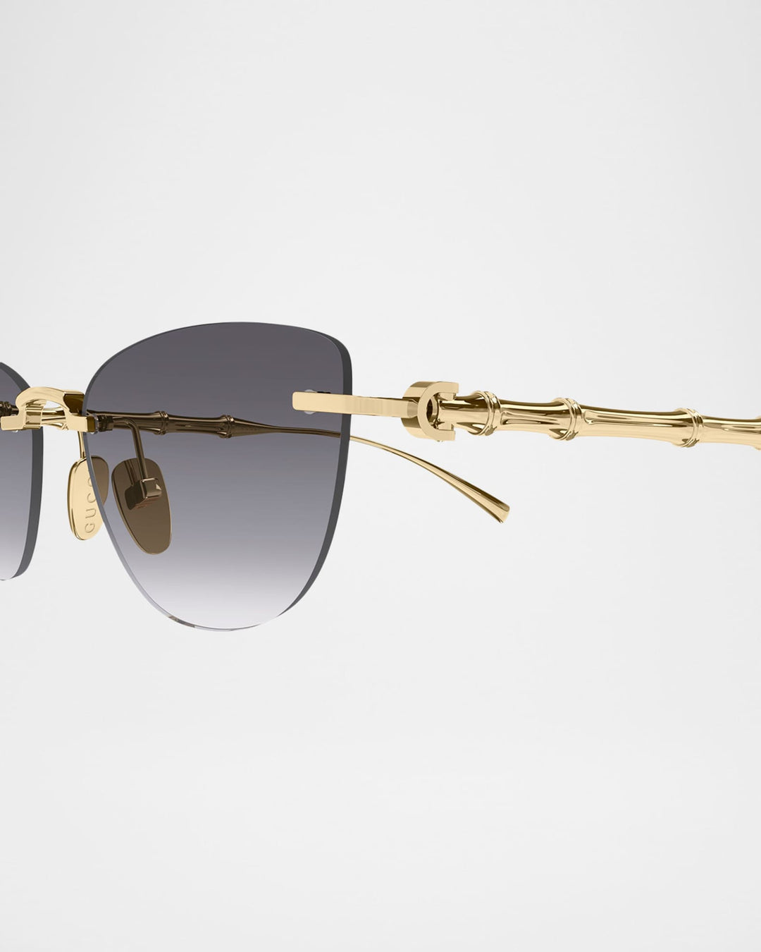 Gucci GG2063S Cat Eye Bamboo Sunglasses in Gold Grey