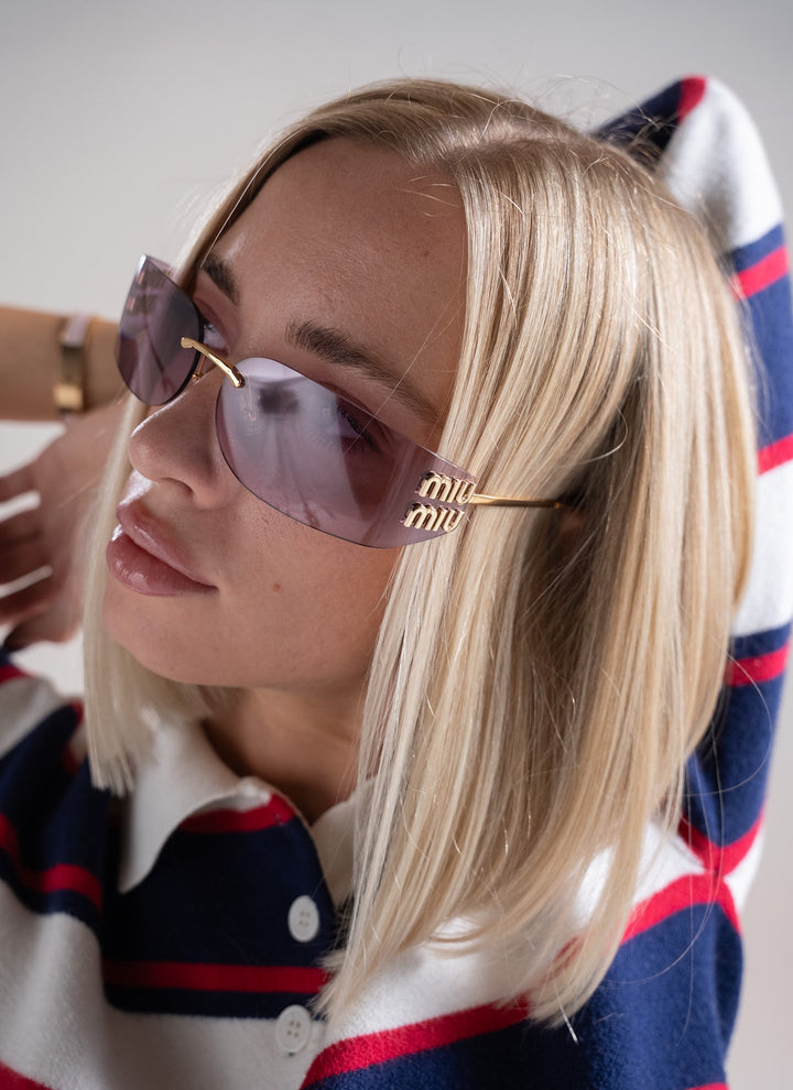Miu Miu MU A51S Pink Rimless Mask Sunglasses