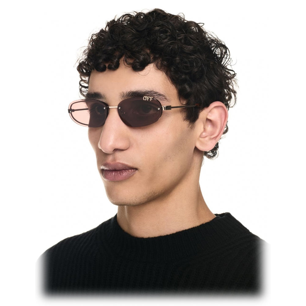 off white goggles Off White Miami Oval Rimless Sunglasses in Brown