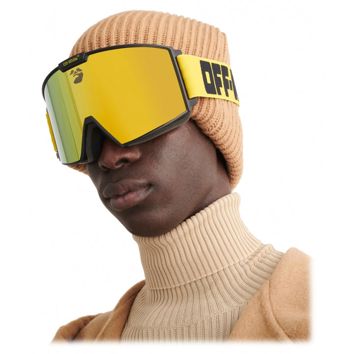 Off White Ski Goggles in Gold Mirror