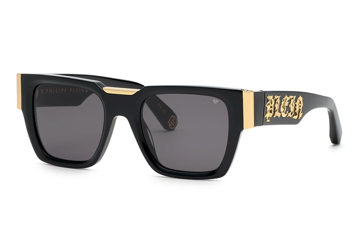 Philipp Plein SPP095M Black Gold Square Sunglasses