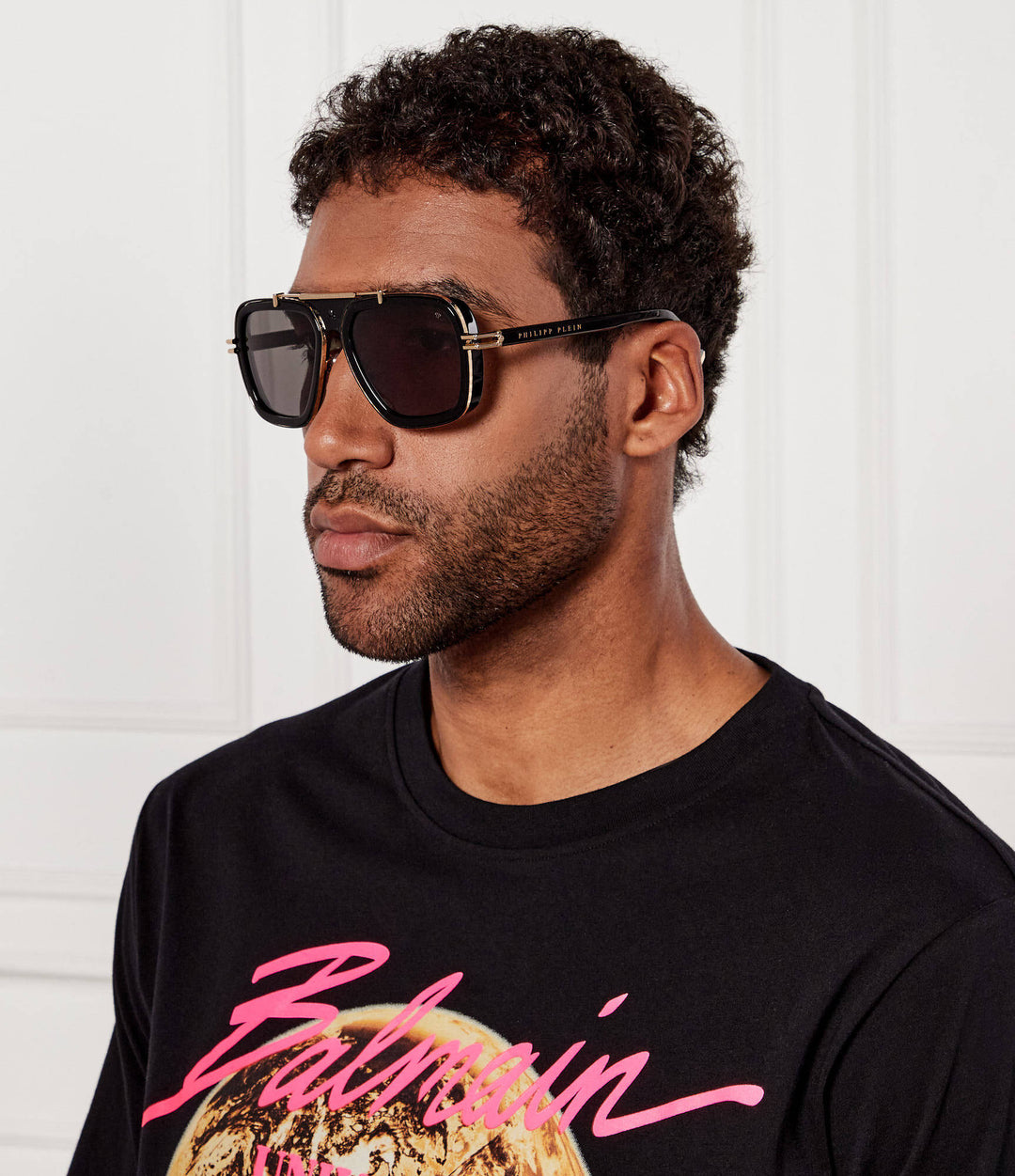 Philipp Plein SPP109V Black Gold Aviator Sunglasses