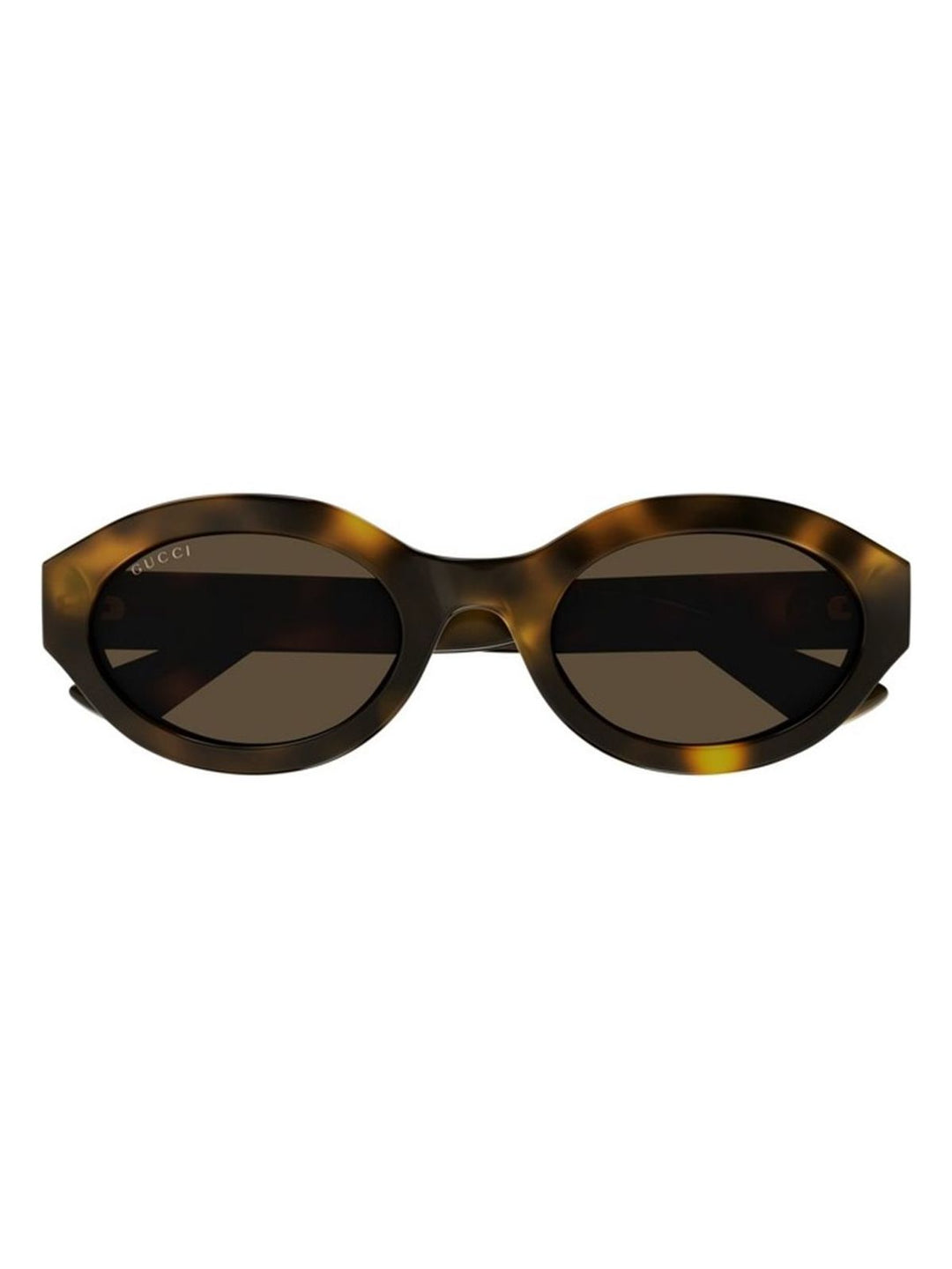 Gucci oval sunglasses, Havana brown tortoiseshell frame, dark tinted lenses
