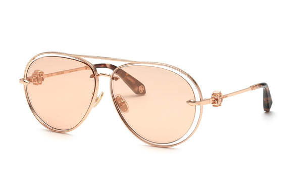 Roberto Cavalli SRC032M Gold Pink Aviator Sunglasses