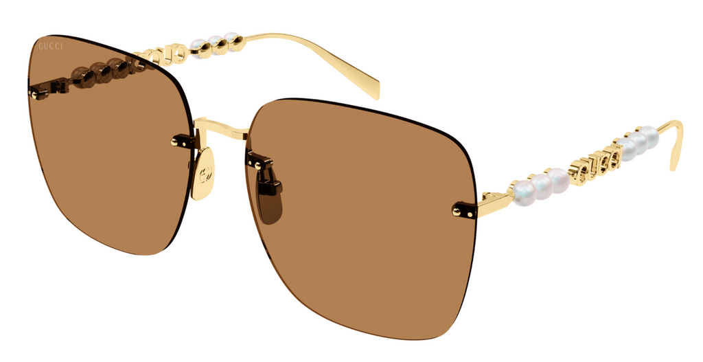 Gucci GG1923SA Brown Rimless Square Pearl Sunglasses – Designer