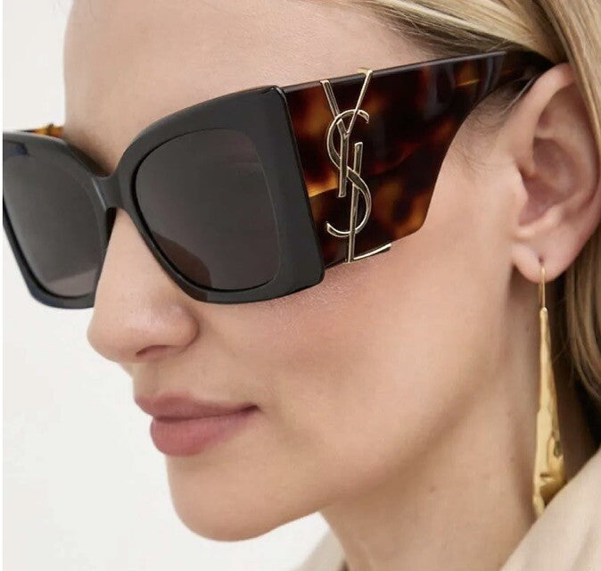 Saint Laurent Blaze SLM119/F Sunglasses in Black Havana – Designer