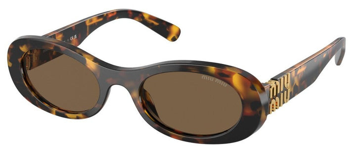 Miu Miu MU06ZS Brown Gold Oval Sunglasses
