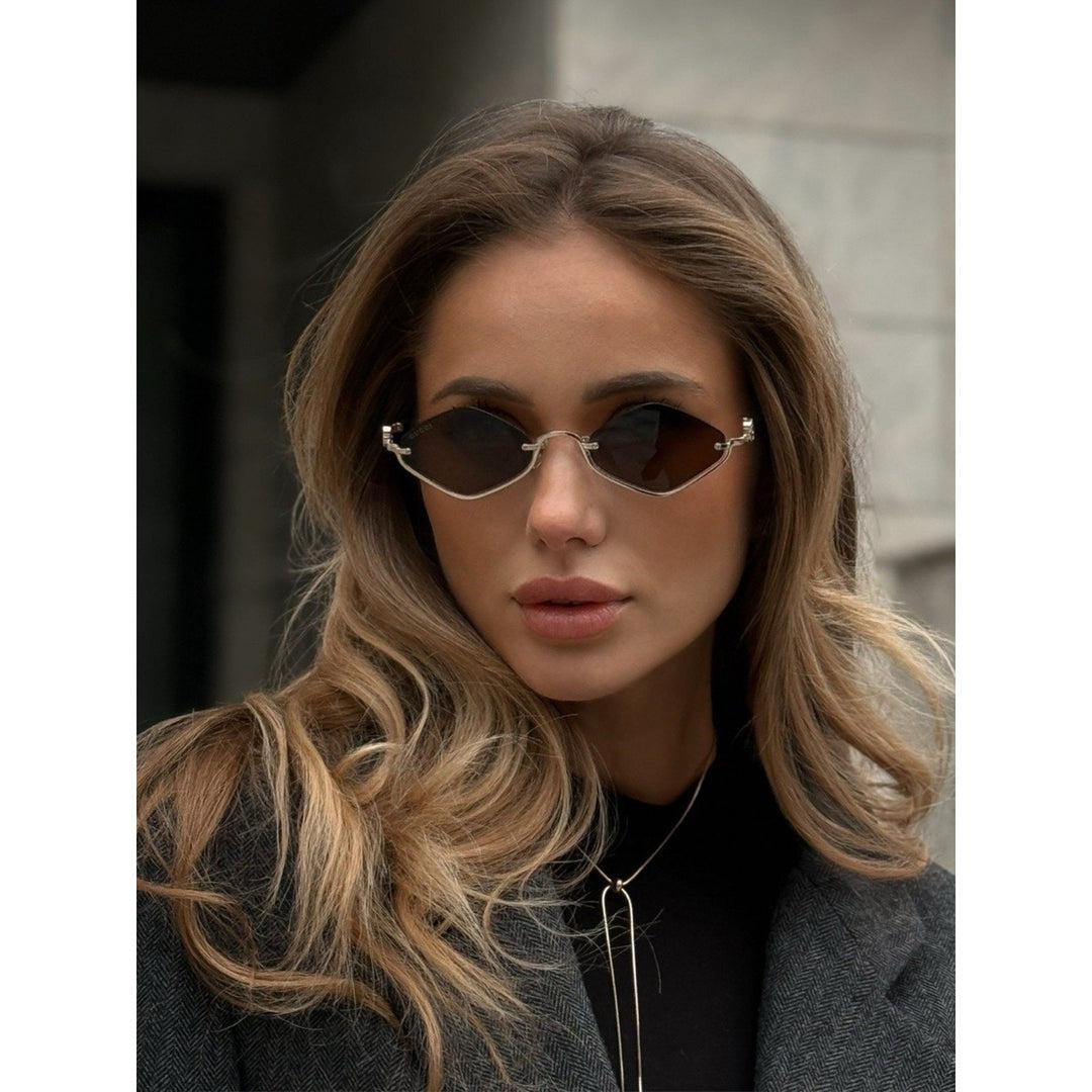 Gucci GG1604S Half Rim Sunglasses in Gold Brown