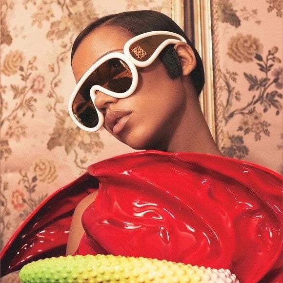 Loewe LW40108I Wave Mask Sunglasses in White Gold Mirror