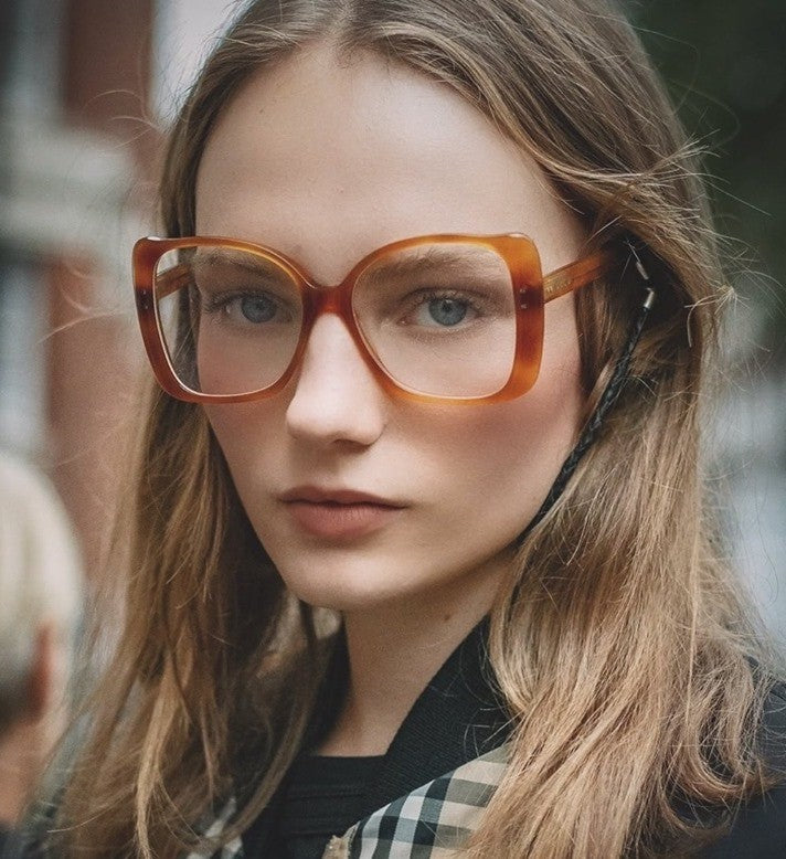 Gucci GG0473O Oversized Eyeglasses Frames in Havana Brown