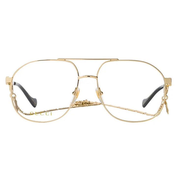 Gucci GG1091O Gold Oversized Aviator Chain Eyeglasses Frames