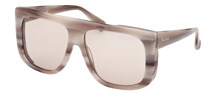 Tortoise rectangular sunglasses with pale lenses and slim metal temples