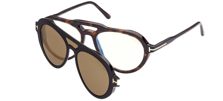 Tom Ford FT5760-B Brown Clip On Bluelight Eyeglasses Frames