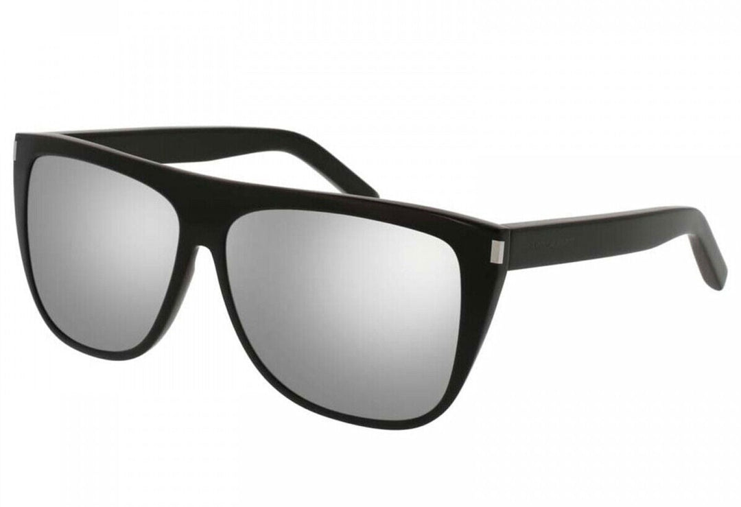 Saint Laurent SL1 Oversized Flat Top Sunglasses in Silver Mirrored