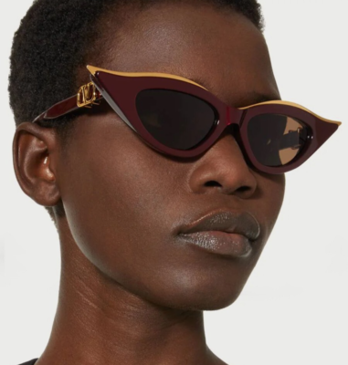Valentino VLS114-B V-Goldcut II Burgundy Cat Eye Sunglasses