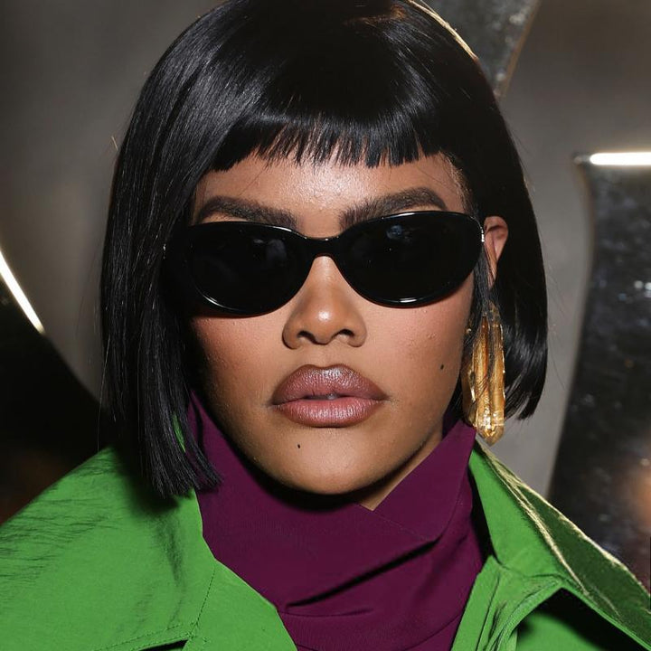 Saint Laurent SLM95/F Gafas de sol estilo ojo de gato con montura gruesa en oro negro