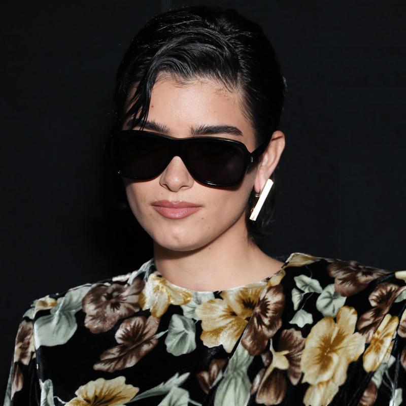 Saint Laurent SL609 black oversized sunglasses with dark lenses, front close-up