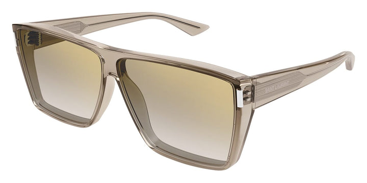 Saint Laurent SL756 flat-top sunglasses with beige frame and light-tinted lenses