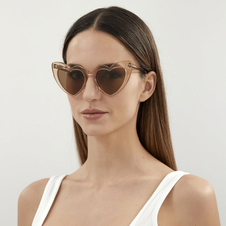 Saint Laurent SL181 Loulou Heart Sunglasses in Nude
