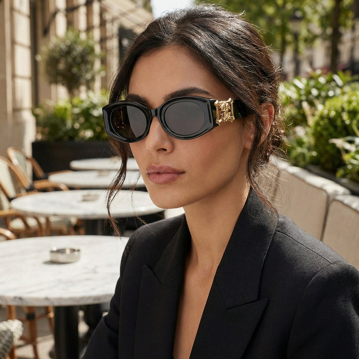 Roberto Cavalli SRC064 Black Oval Sunglasses